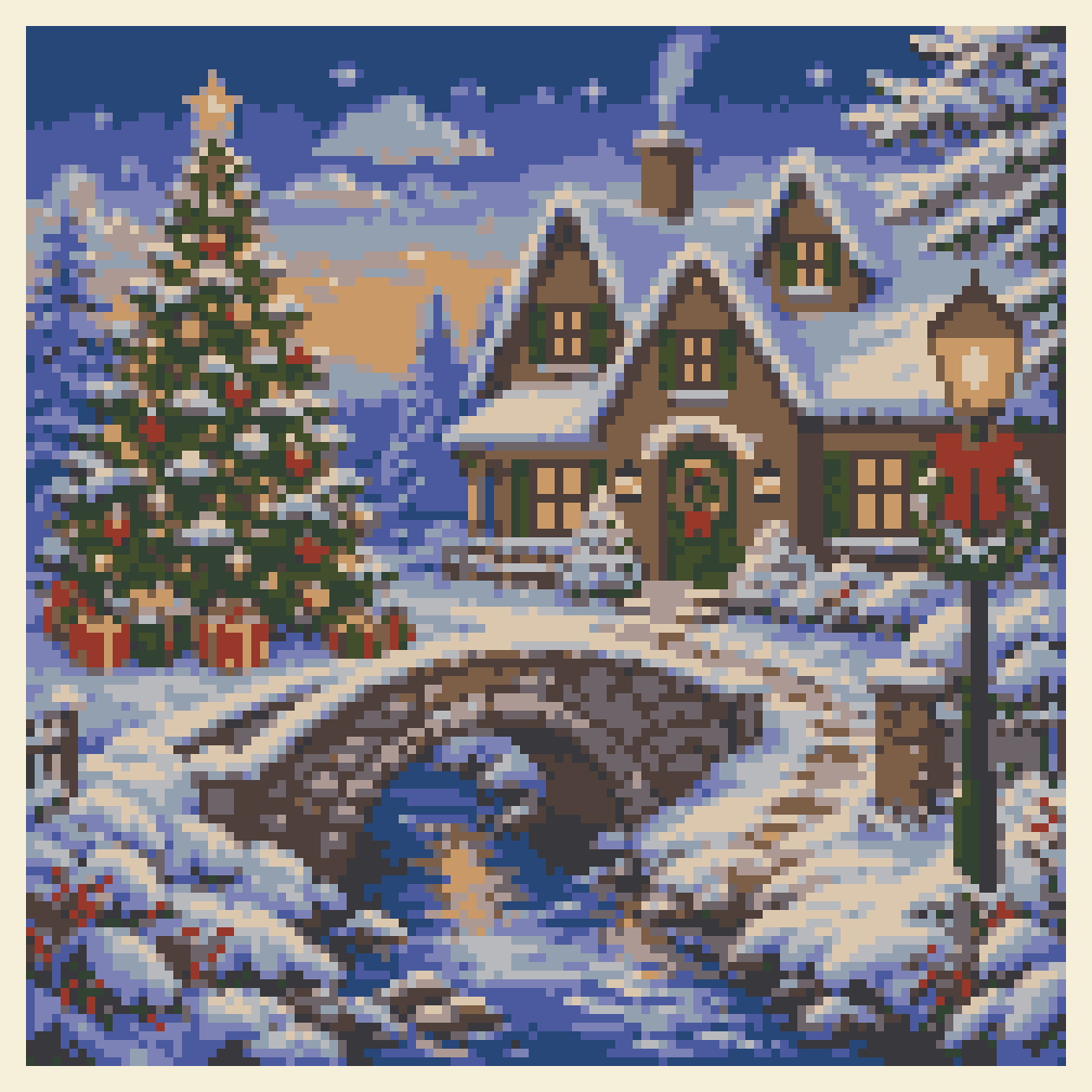 Cozy Christmas Scene cross stitch chart