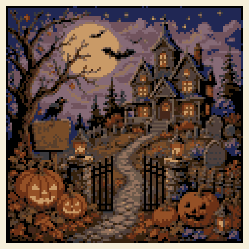 Spooky Halloween Sceen cross stitch chart